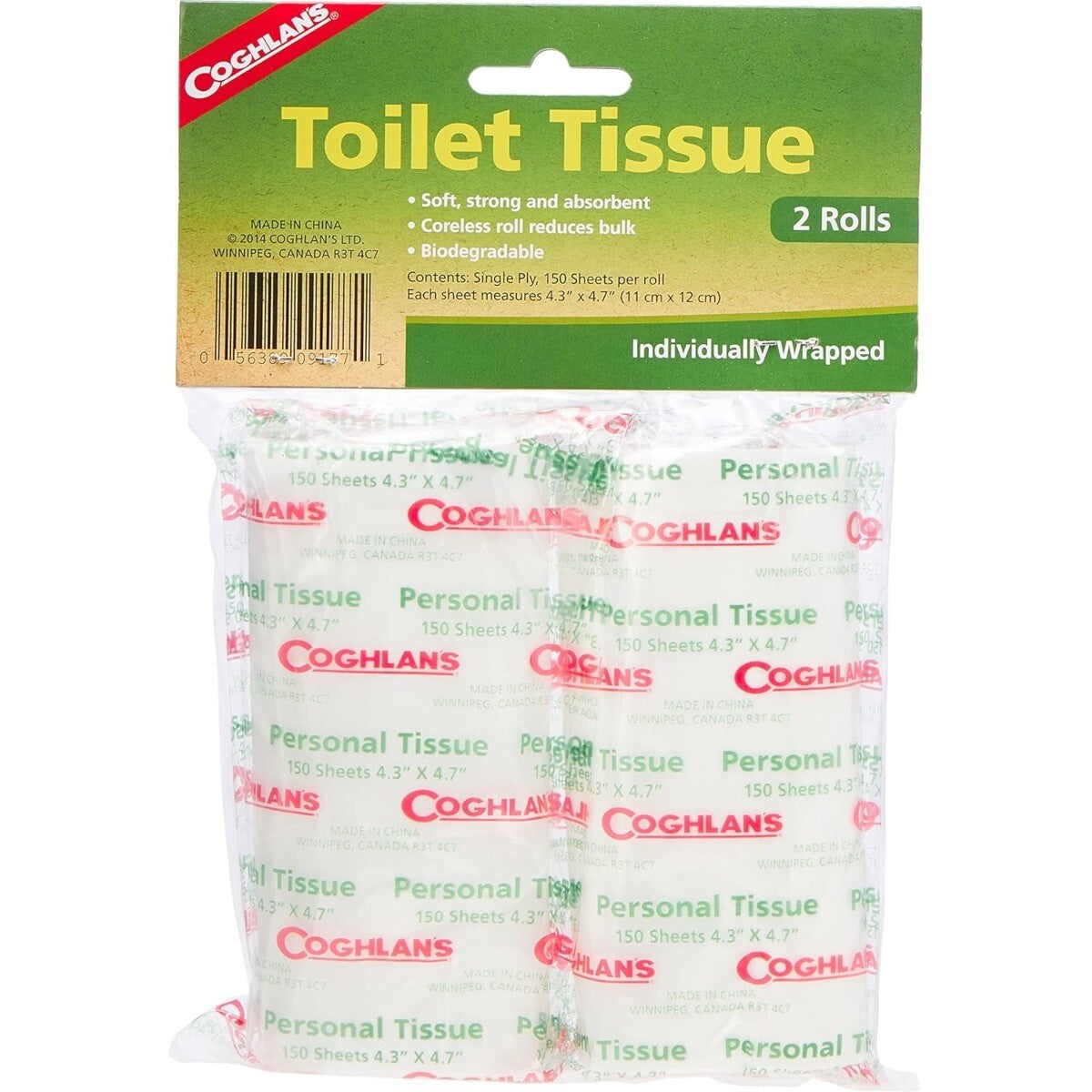 Camping Toilet Tissue 2 Rolls Biodegradable Compact & Packable
