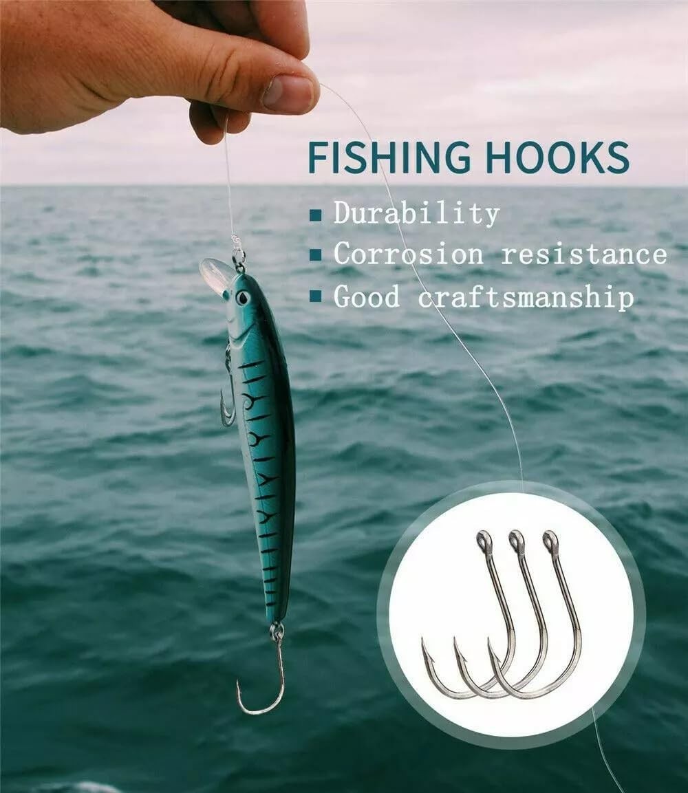 500pcs Fishing Hooks Set in 10 Sizes - Carbon Steel Sharpened Hooks with Storage Box