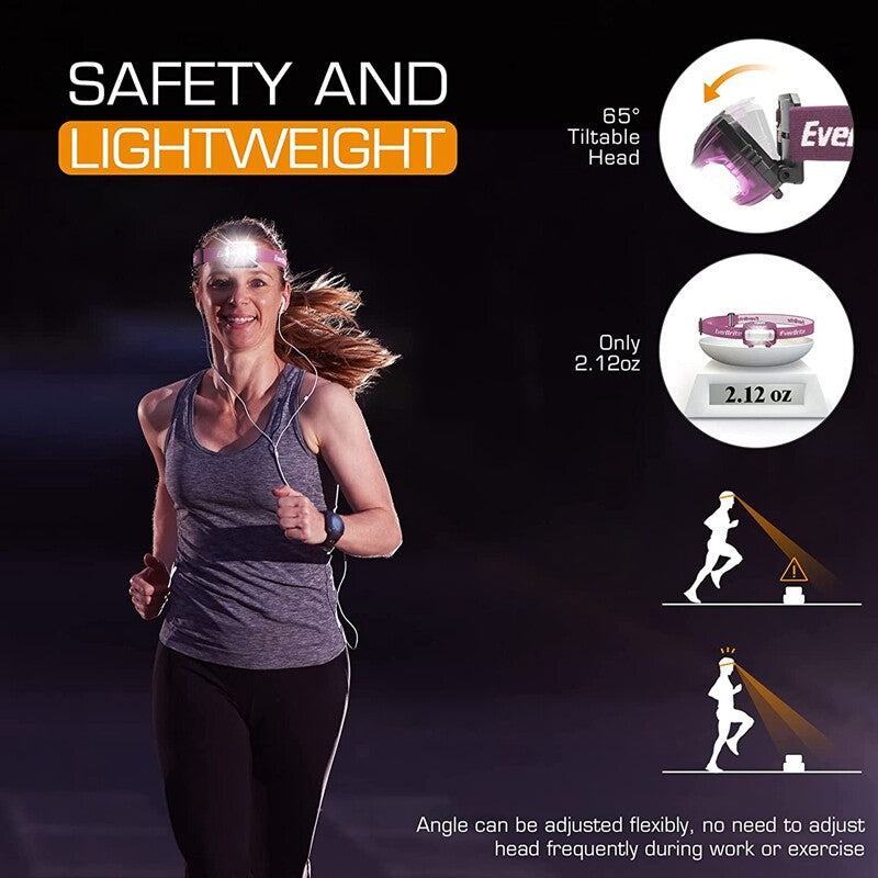 Outdoor Camping Headlamp 2 Pack with Red Light & 5 Modes - Adjustable & Bright