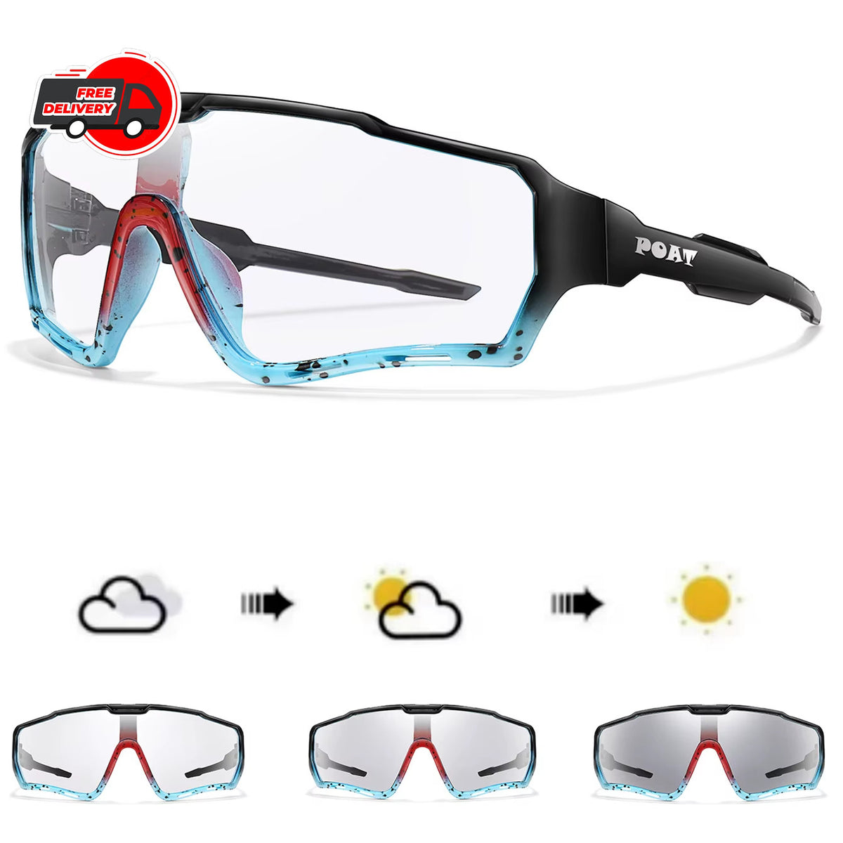 Photochromic Cycling Sunglasses Sports Eyewear UV400 UV-Change MTB Running Fishing