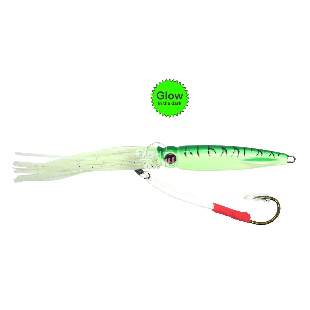 Saltwater 3D Swim Squid Jig with Glow in the Dark 100g Fishing Lure