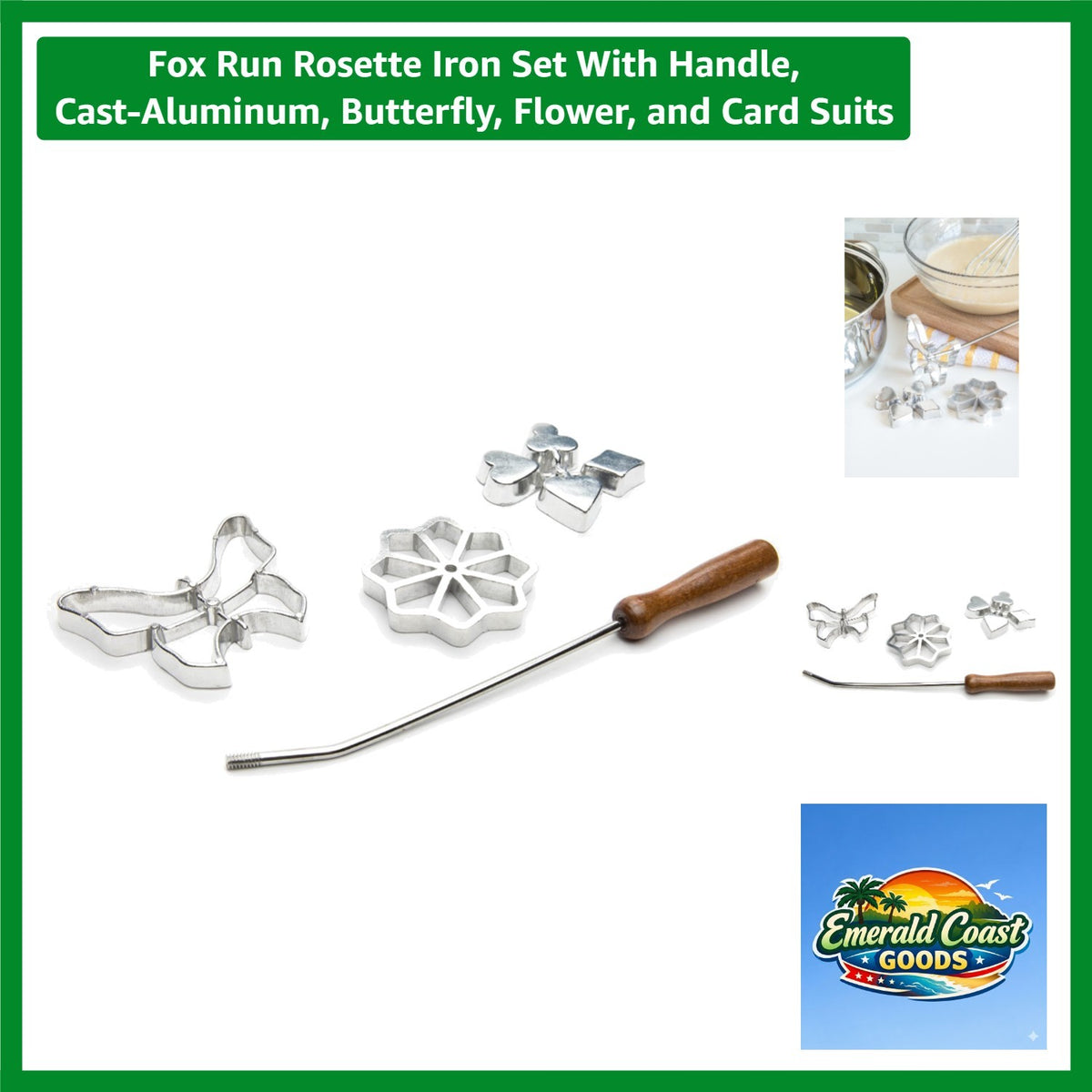 4-Piece Rosette Iron Set for Scandinavian Cookie Baking - Cake & Pastry Tools