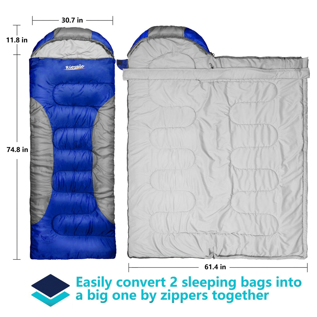Zero Degree Winter Sleeping Bag for Camping & Hiking - Waterproof, Big & Tall