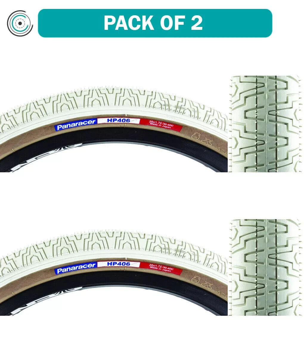 20x1.75 BMX Bike Tires - Panaracer HP 406 Gum Wall White Pair