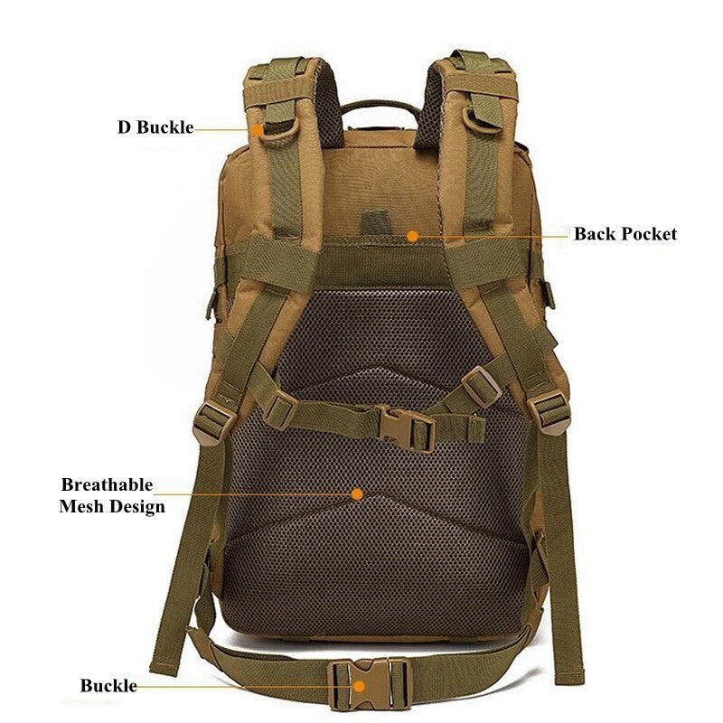 45L Tactical Military Backpack Large Rucksack for Camping Hiking Travel