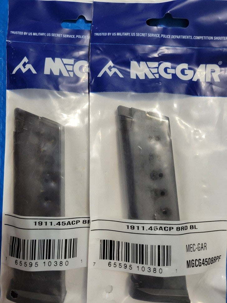 1911 .45 ACP 8-Round Magazines Blued Pack of 2 - High-Quality Firearm Magazines