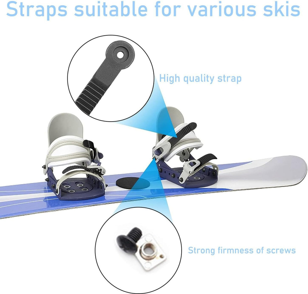 6 Pack Snowboard Binding Ladder Straps - Black ABS Adjustable Ski & Snowboard Accessories