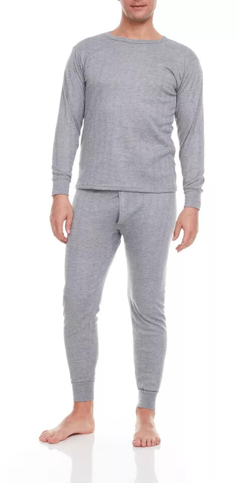 Men's Cotton Fleece-Lined Thermal Underwear Set - Winter Base Layers