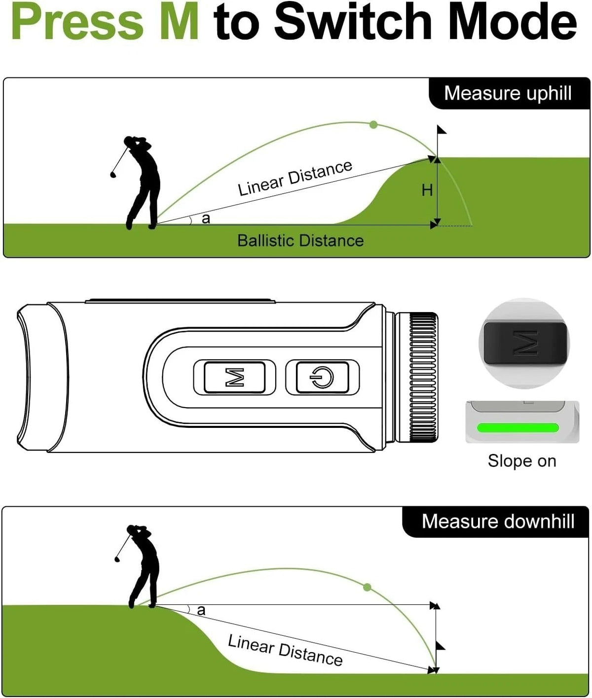 High-Precision Golf Range Finder 1100 Yards with Flag Lock & Slope