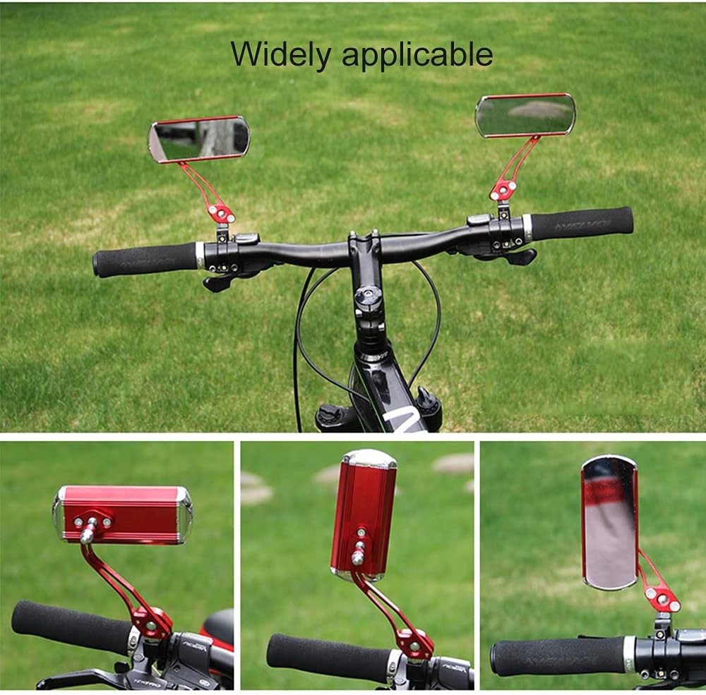 2PCS Adjustable Bicycle Handlebar Rear View Mirrors Red for Cycling