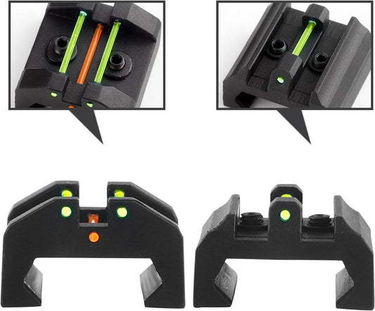 Low Profile Fiber Optic Sights for Rifles - Red & Green Dual-Color, Mount