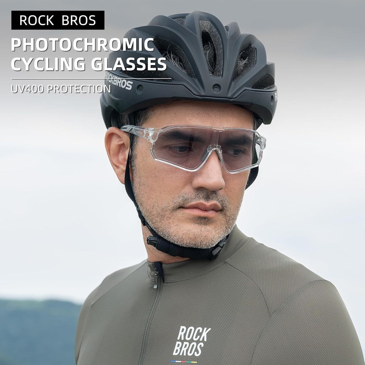 Photochromic Cycling Sunglasses UV400 Lightweight Rimless Bike Glasses