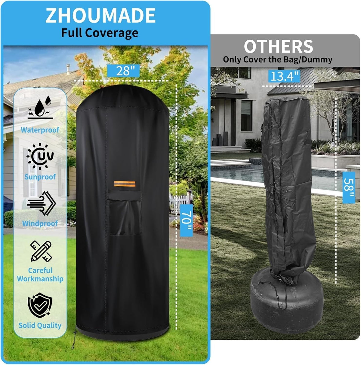 Full Coverage Punching Bag Protector Cover for Heavy Boxing Bags