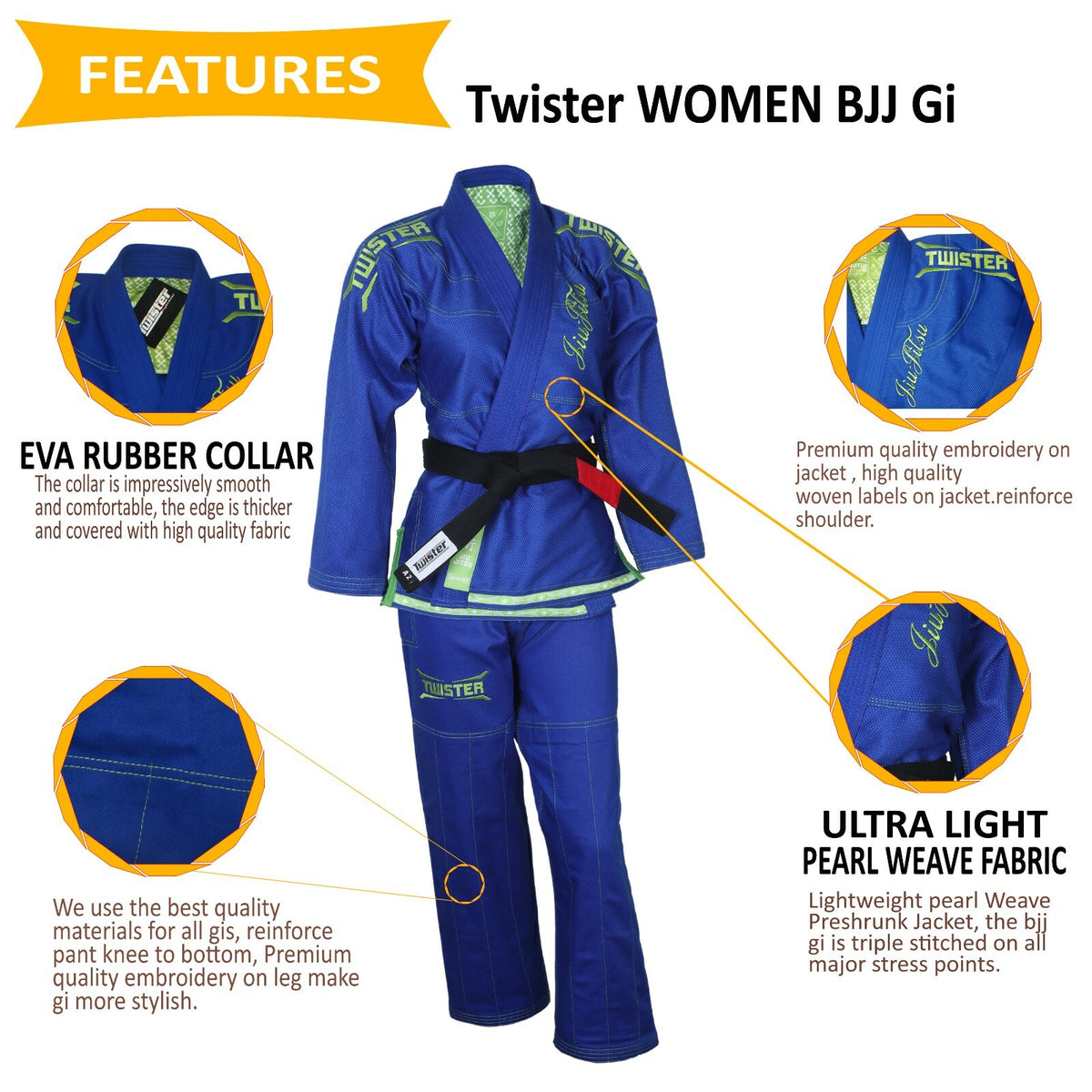 Twister Women’s BJJ Gi Preshrunk Pearl Weave