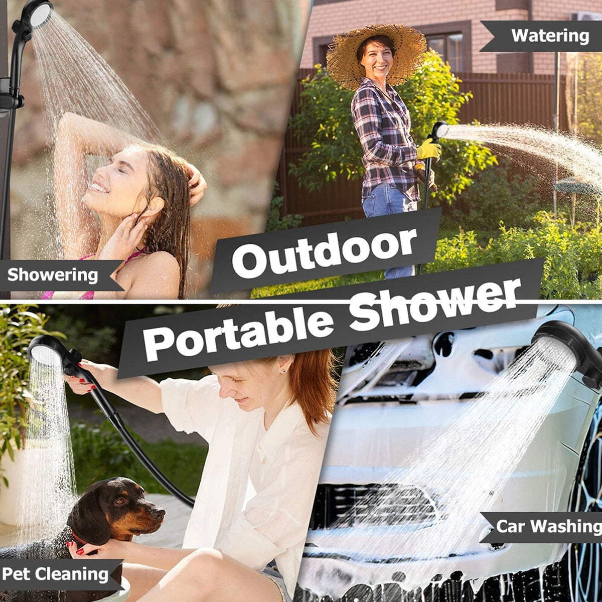 Portable Camping Shower with Water Heater, 8000mAh Rechargeable Pump