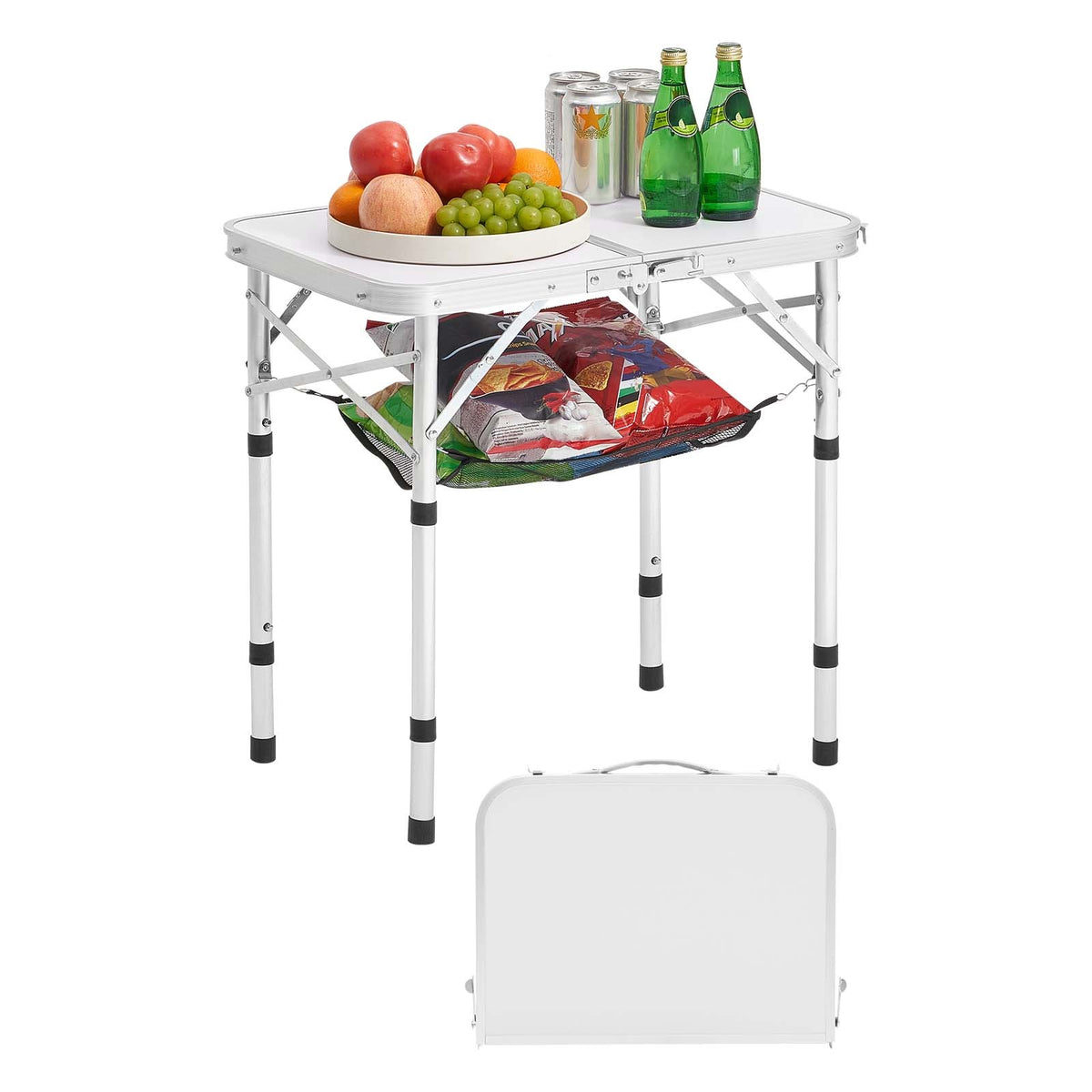 2ft Folding Camping Table with Adjustable Height and Carry Handle