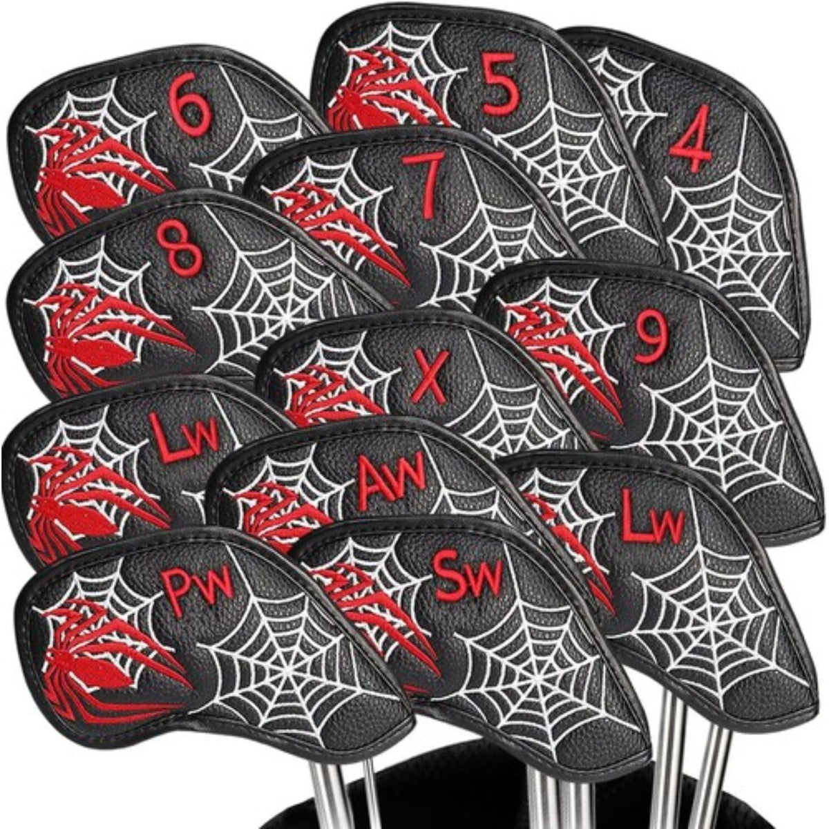 Golf Iron & Wedge Head Covers 12 Pack with Embroidered Labels - Fits Most Clubs
