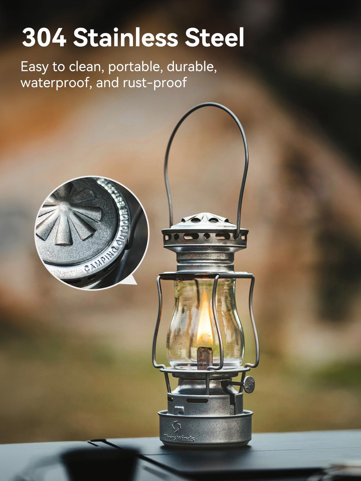 Vintage Oil Lantern Waterproof Fuel Lantern with Carry Handle for Outdoor Use