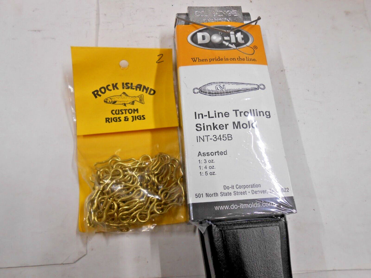 In-Line Trolling Sinkers Mold 3, 4, 5 oz with Brass Eyes - Made in USA