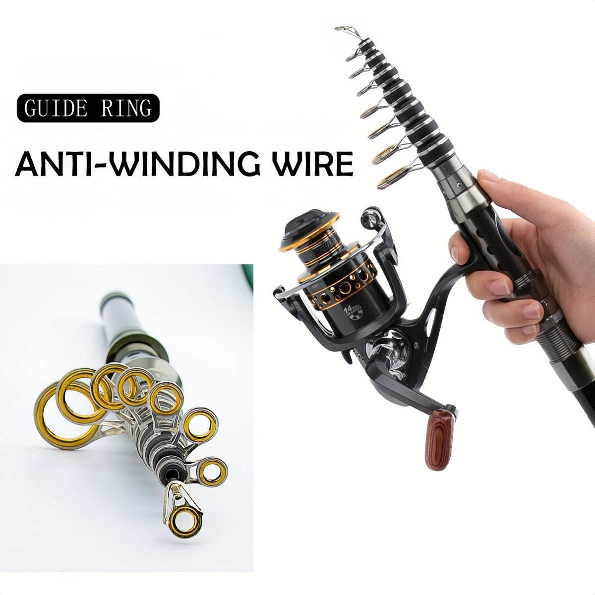 Telescopic Fishing Rod Sea Saltwater Spinning Pole Reel Combo 100M Line Full Kit