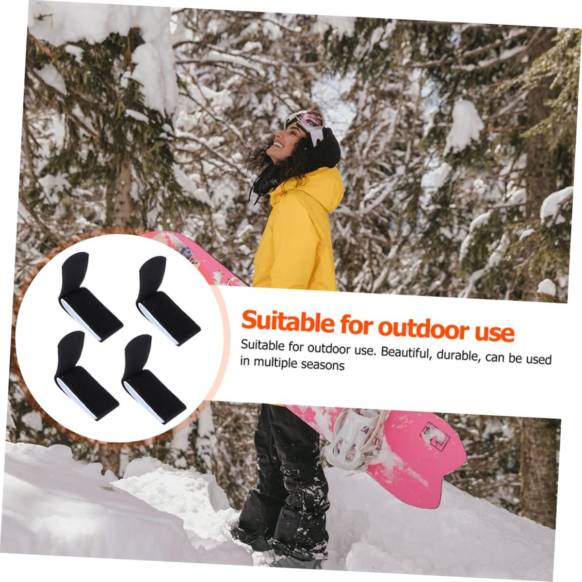 6pcs Snowboard Fixing Straps Nylon Ski Binding Accessories Black