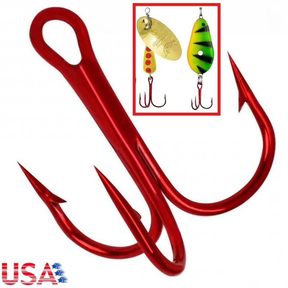 100PCS Carbon Steel Treble Fishing Hooks - Sharp and Durable Size Varieties