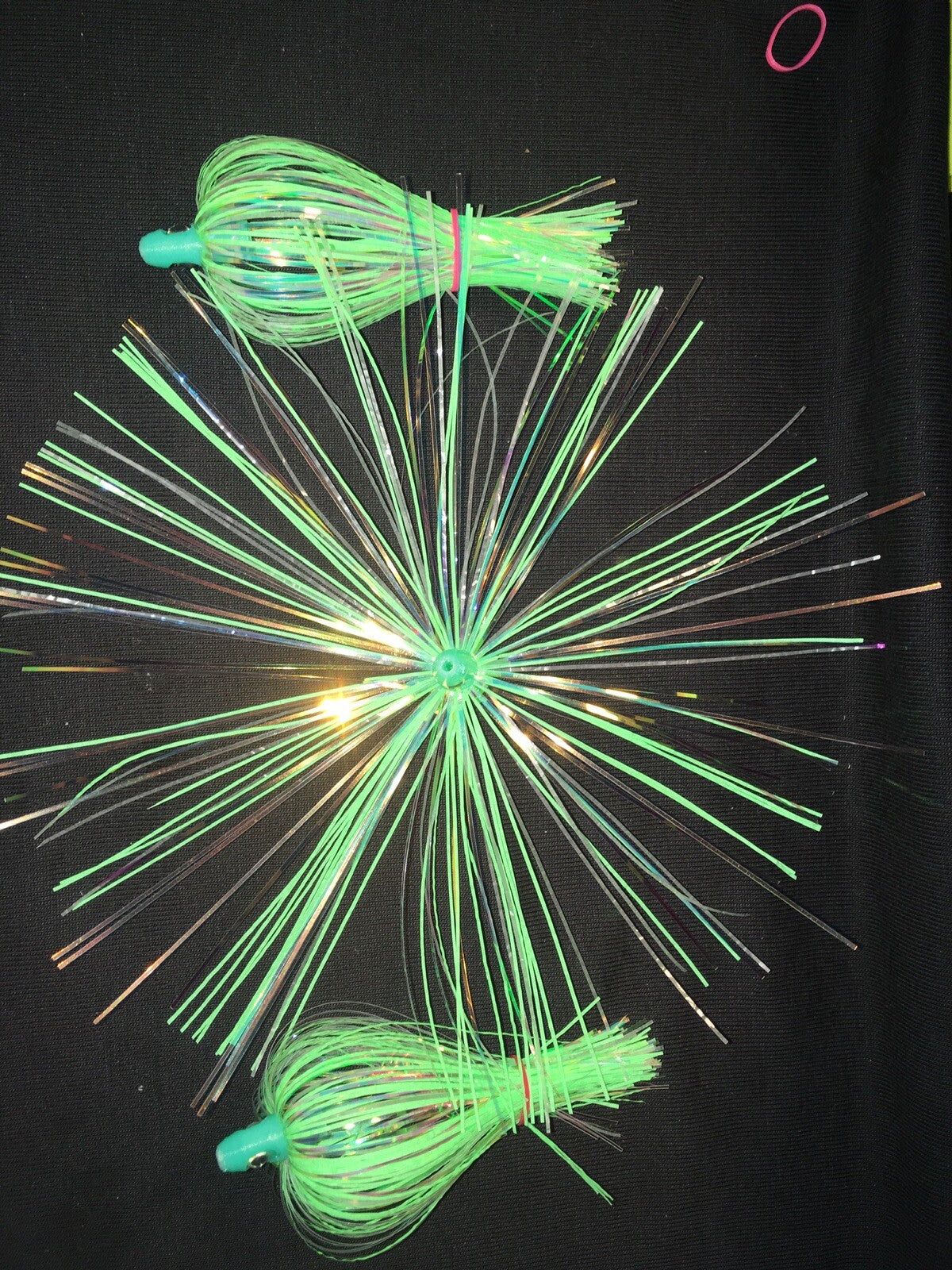 Salmon Trolling Flies Green Dragon Series Pack of 3 - Unrigged UV Glow 4"