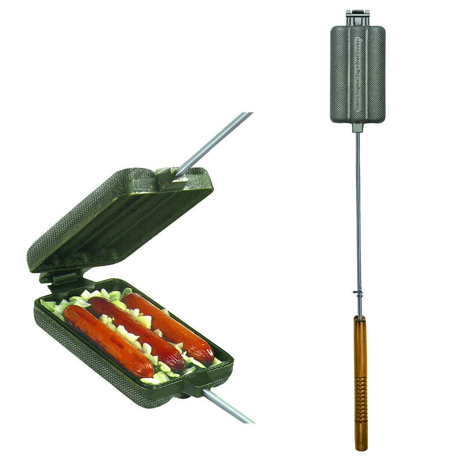 Cast Iron Hot Dog Roaster and Cornbread Baker for Firepit Camping