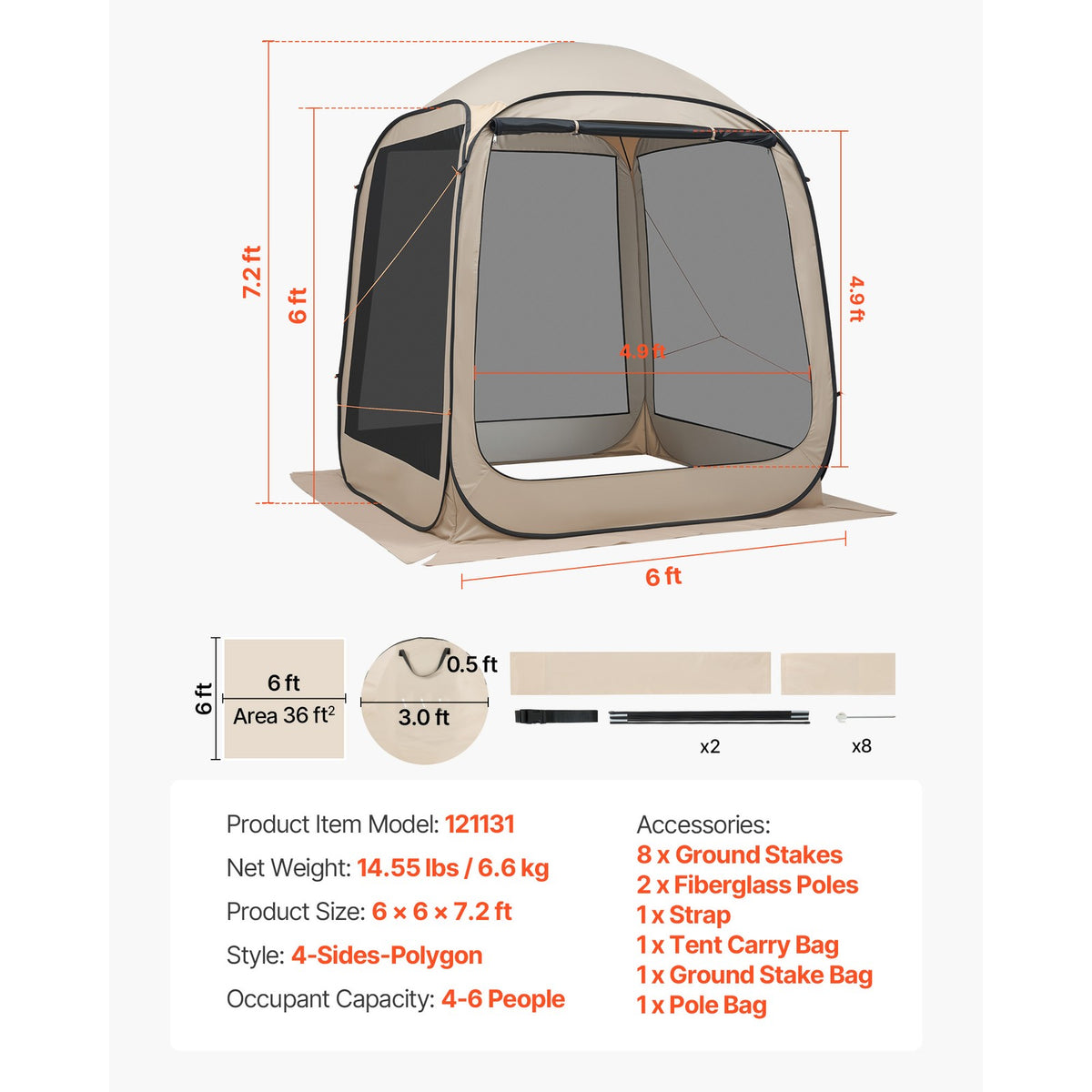 Large Pop-Up Screen House Tent for Outdoor Camping & Gatherings