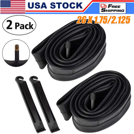 Heavy Duty Bike Inner Tube 26x1.75-2.125 with Schrader Valve - 2 Pack