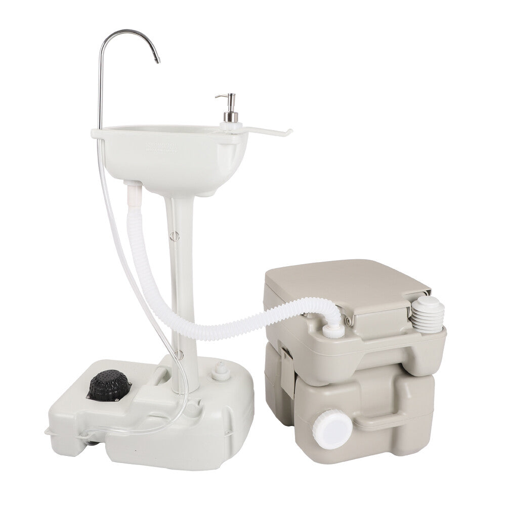 Portable Toilet with Sink and Hand Washing Station - Camping WC 20L Flush