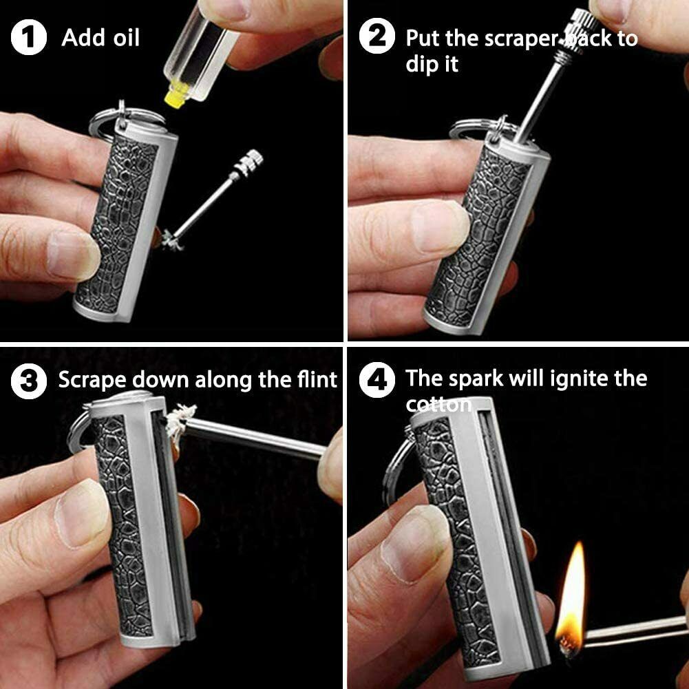 Permanent Match Keychain Lighter - Waterproof Metal Fire Starter for Camping & BBQ