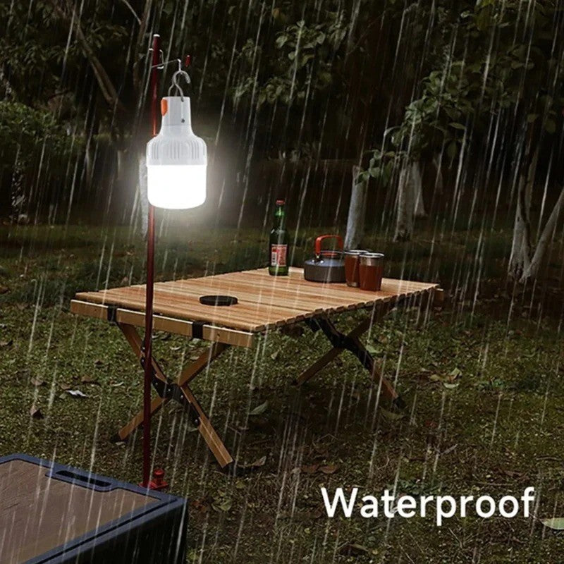 60W USB Rechargeable LED Camping Lantern - Portable Emergency Light with Hook