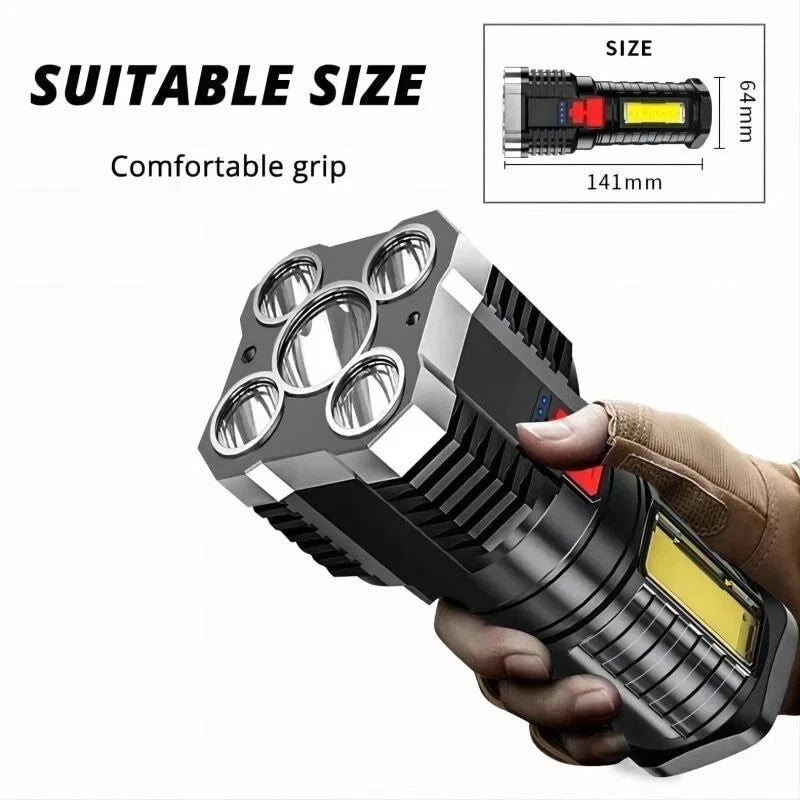 Rechargeable LED Torch Flashlight for Camping and Outdoor Use - High Brightness Tactical Light