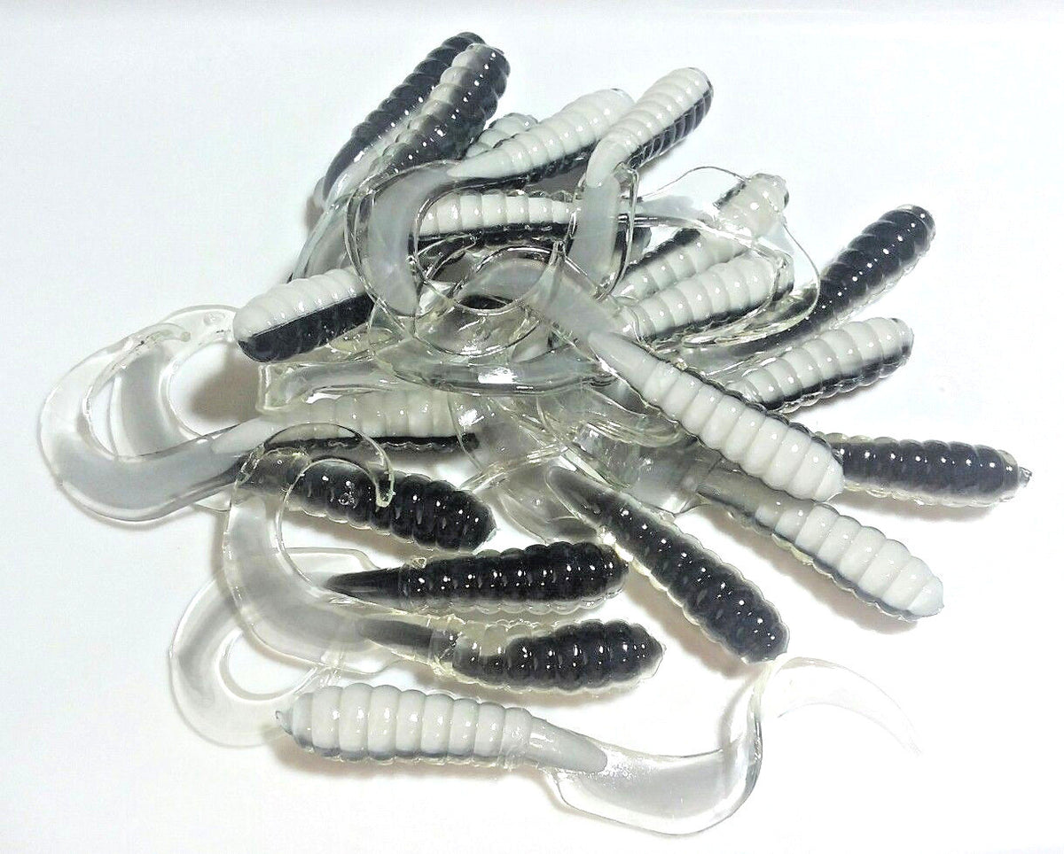 20 Pack 4-Inch Gray Twister Curly Tail Grubs Fishing Lures - Bass & Walleye