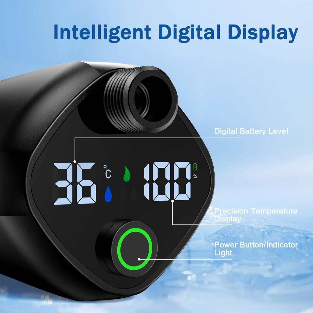 Portable Camping Shower Pump with Rechargeable 9000mAh Battery & Digital Display