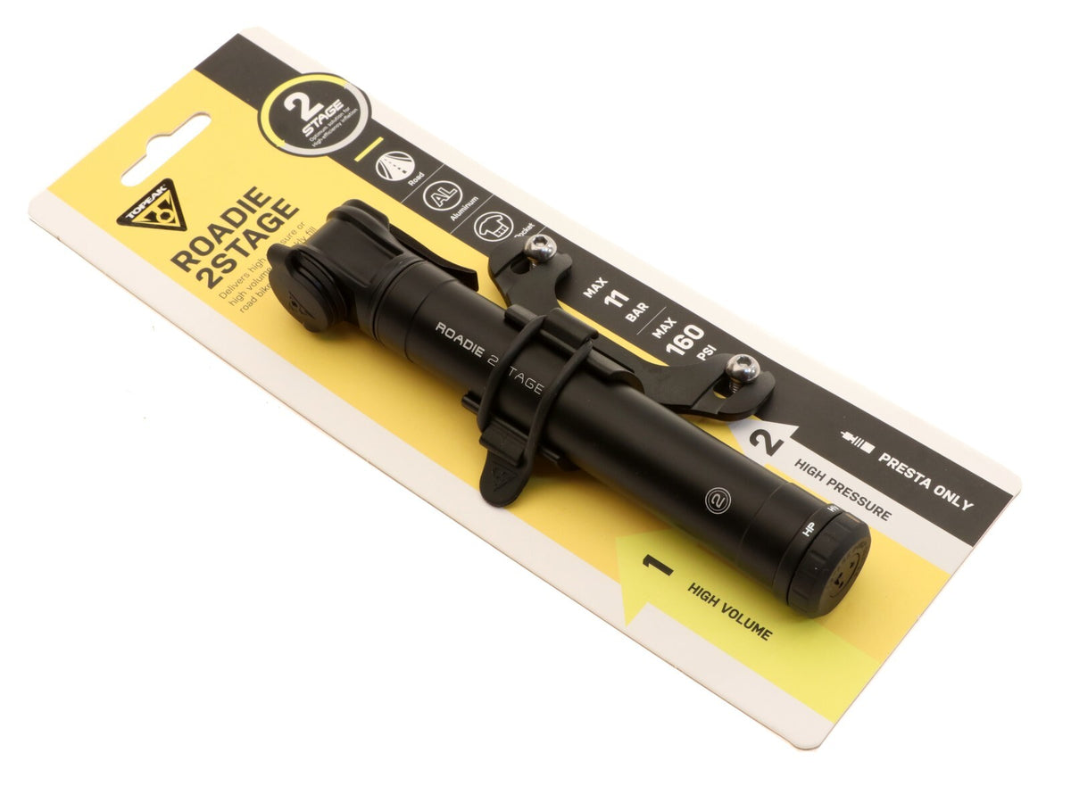 Topeak Roadie 2Stage Aluminum Bike Pump Presta Valve 160 PSI Compact