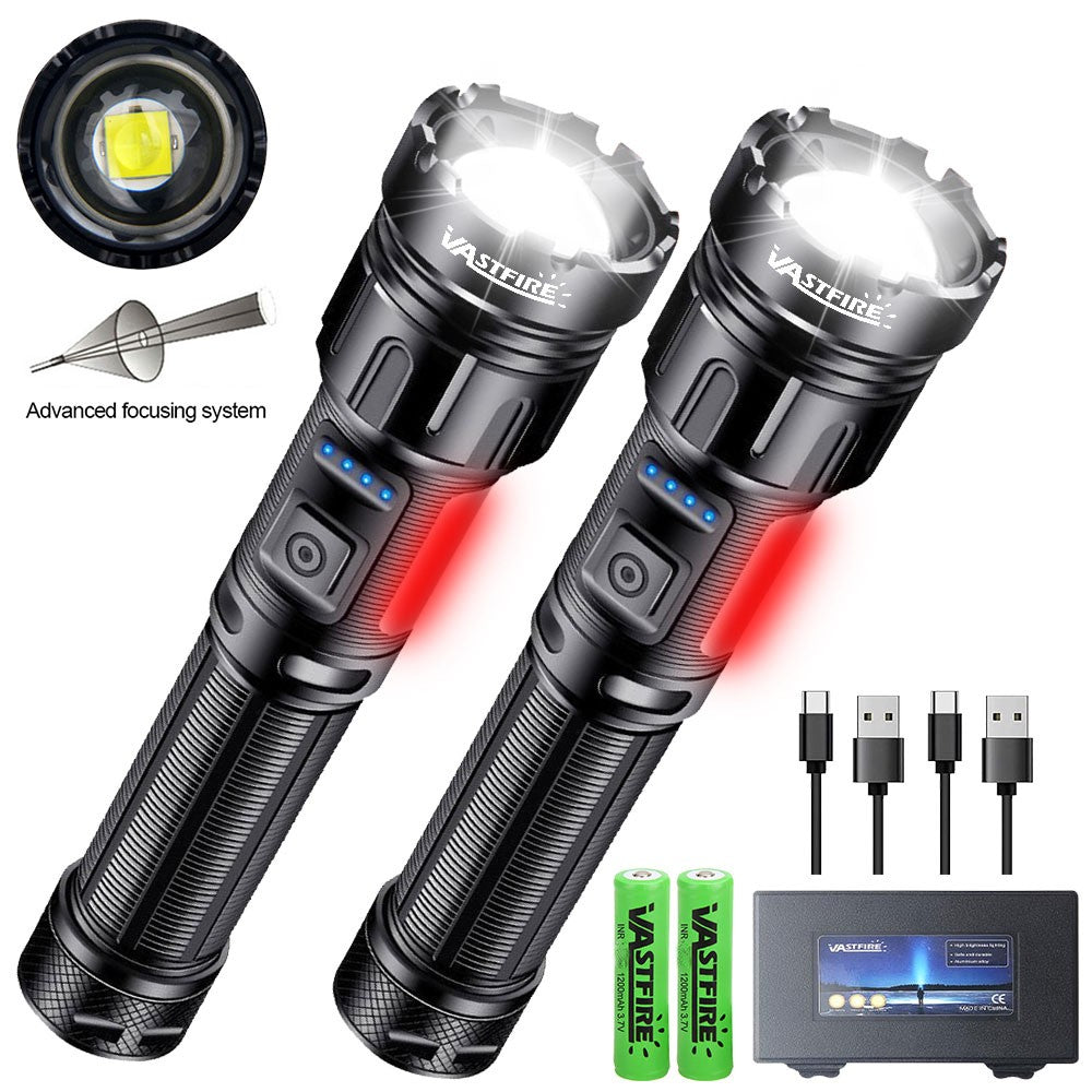 Rechargeable 20W LED Torch with Zoomable COB Light - USB Powered
