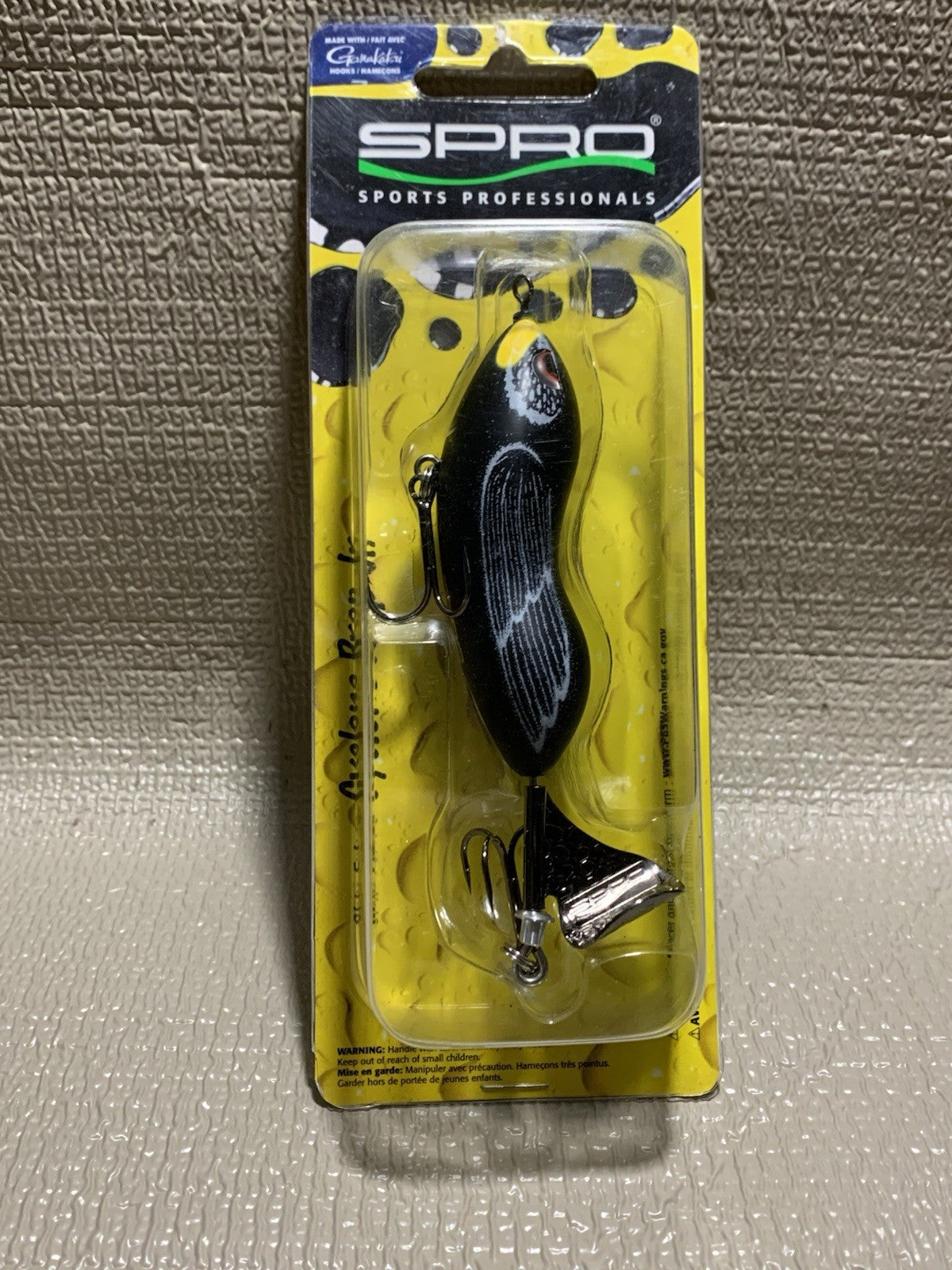 Topwater Fishing Lure - 5/8 oz Black Duck Prop Bait, 80mm