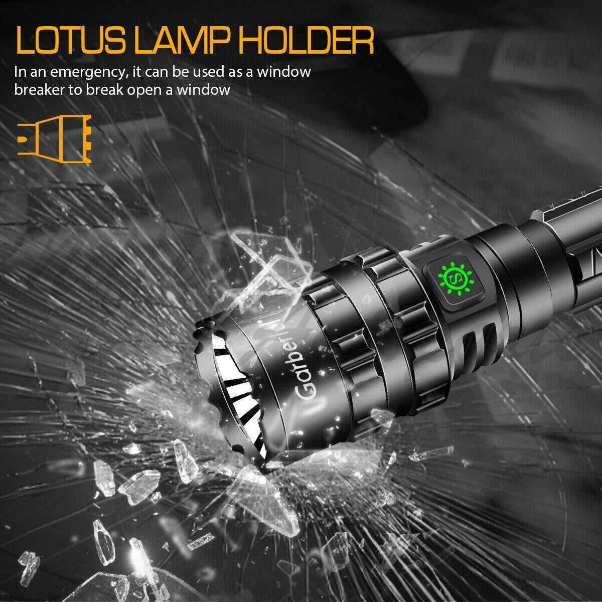 High Power Tactical LED Flashlight with Rechargeable Battery, IP6 Waterproof