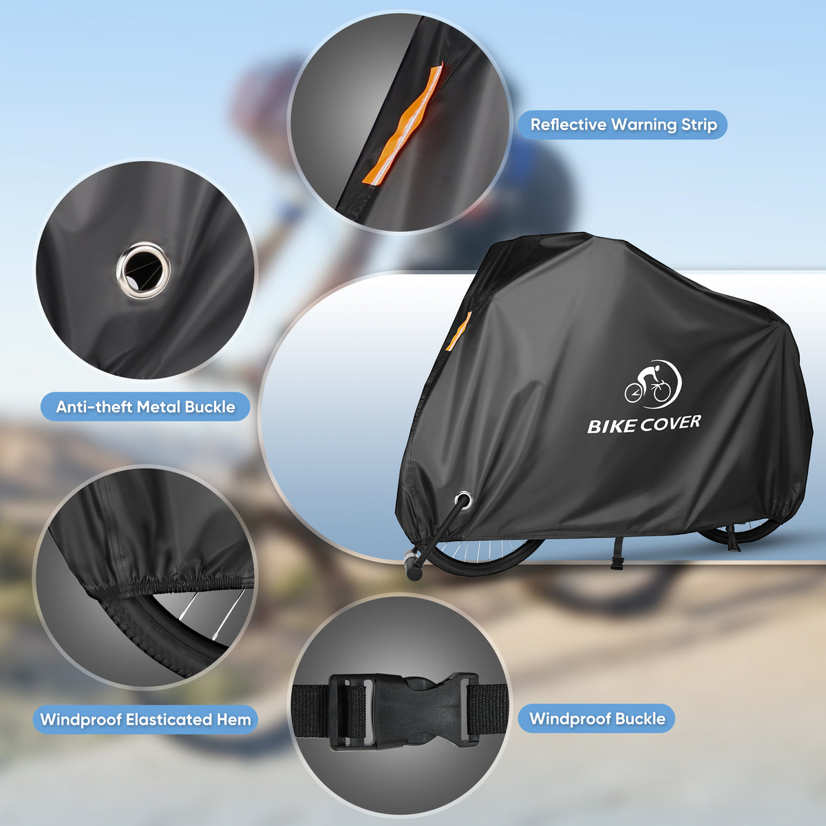 Heavy Duty Waterproof Bicycle Cover 300D Outdoor Storage Black M