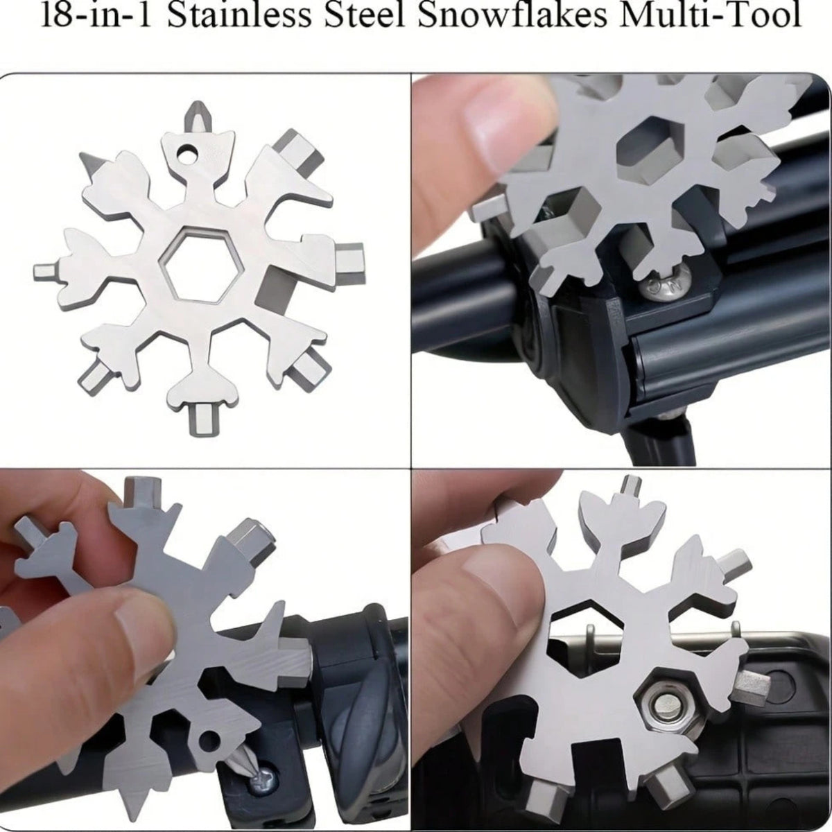 18-in-1 Snowflake Multi-Tool Wrench Screwdriver Keychain Set - Alloy Steel