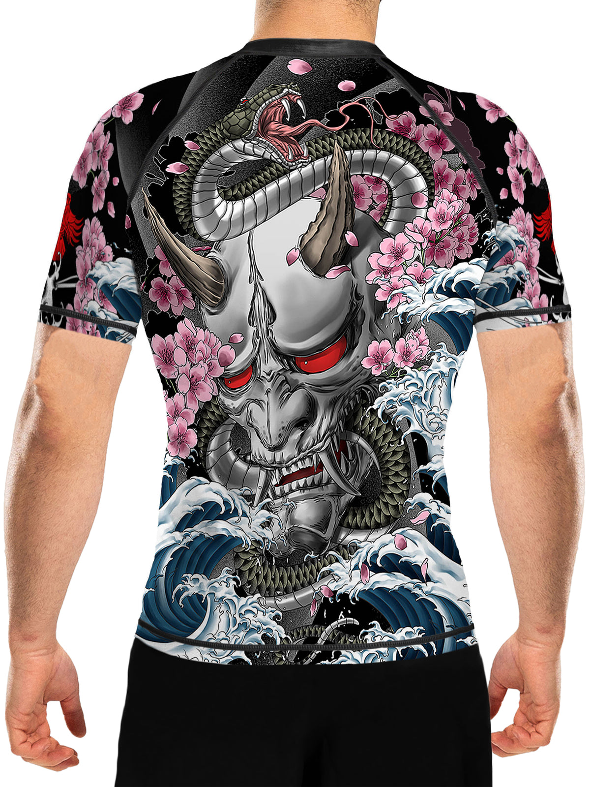 Men's MMA Rash Guard Short Sleeve Compression Top Black Slim Fit