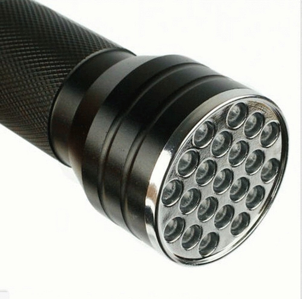 UV Blacklight Flashlight 21 LED Aluminum Waterproof Torch for Outdoors & Lice Detection