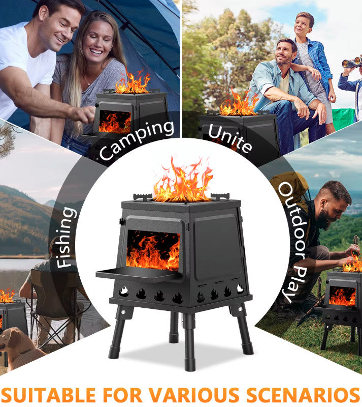 Portable Cast Iron Wood Stove for Camping and Hiking with Carry Case