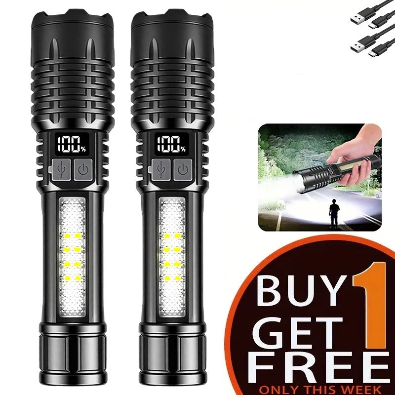 Rechargeable LED Tactical Flashlight with Zoom Focus & 5 Light Modes