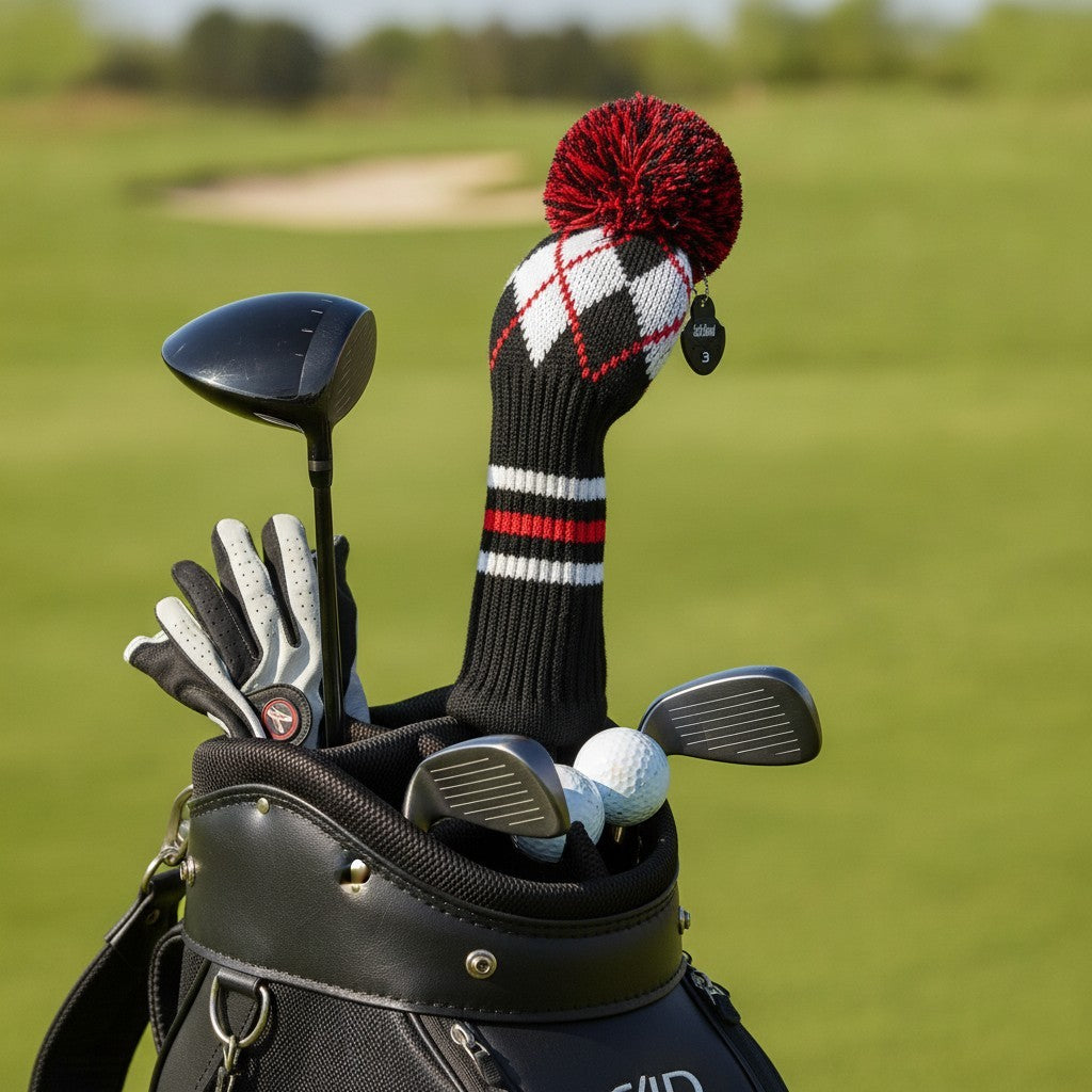 Soft Acrylic Fairway Wood Cover with Pom Pom & Rotating Tag - Golf Accessory