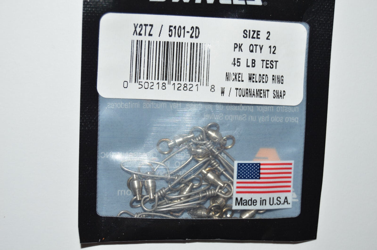 Heavy-Duty Saltwater Fishing Swivels with Welded Ring & Snap - Size 2, 45lb - Pack of 3