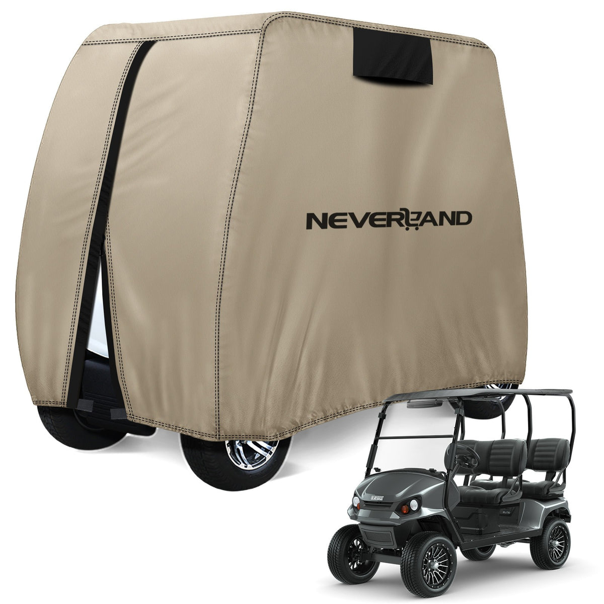 Waterproof 4-Passenger Golf Cart Cover with Zipper for EZ GO Yamaha Club Car