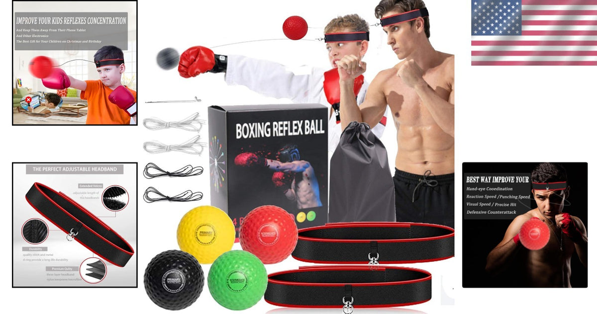 Reflex Boxing Ball Set with 2 Adjustable Headbands - Multiple Difficulty Levels